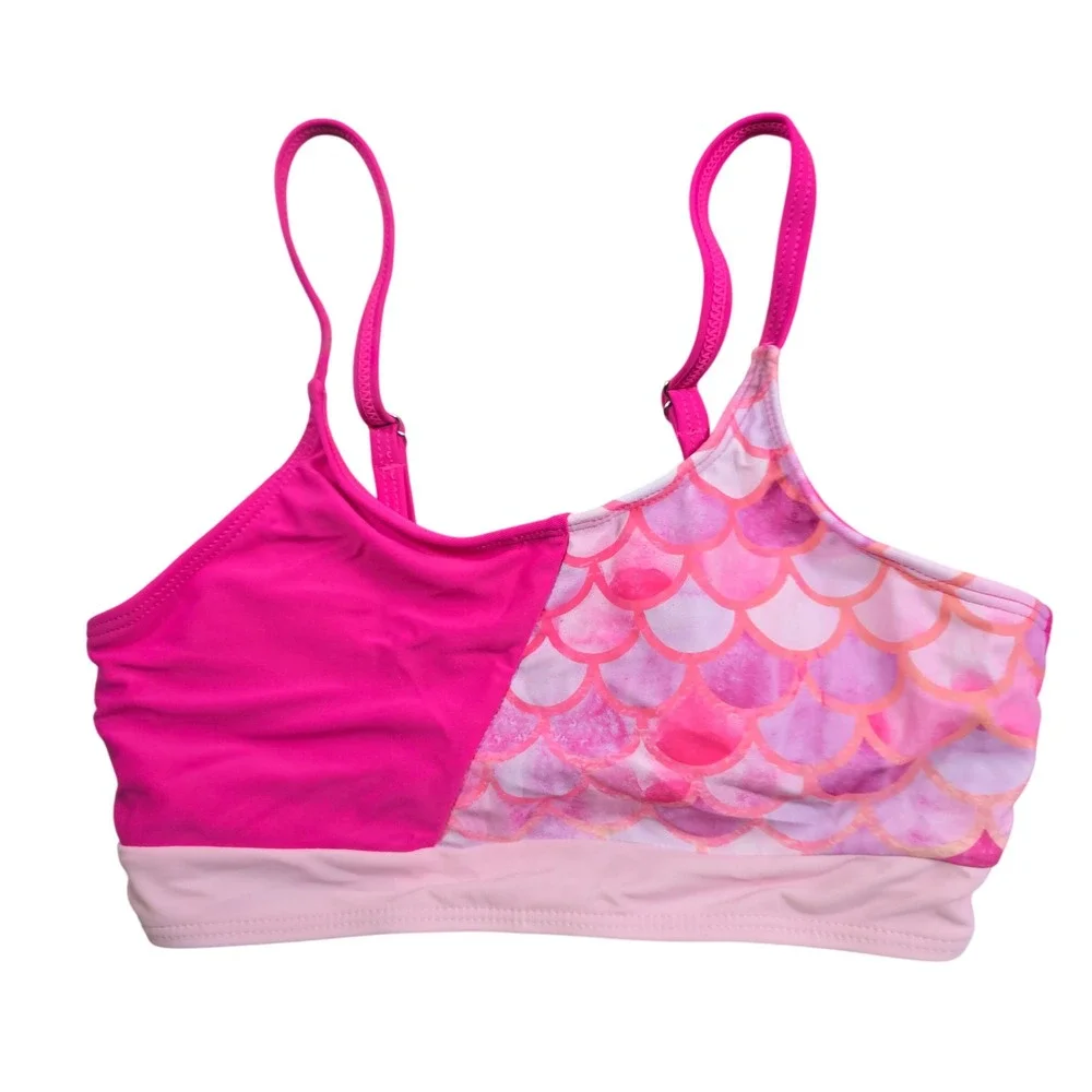 Grace Karin 3pc Swimsuit Set Girls Size 10 Pink Mermaid Rash Guard Bikini Dress